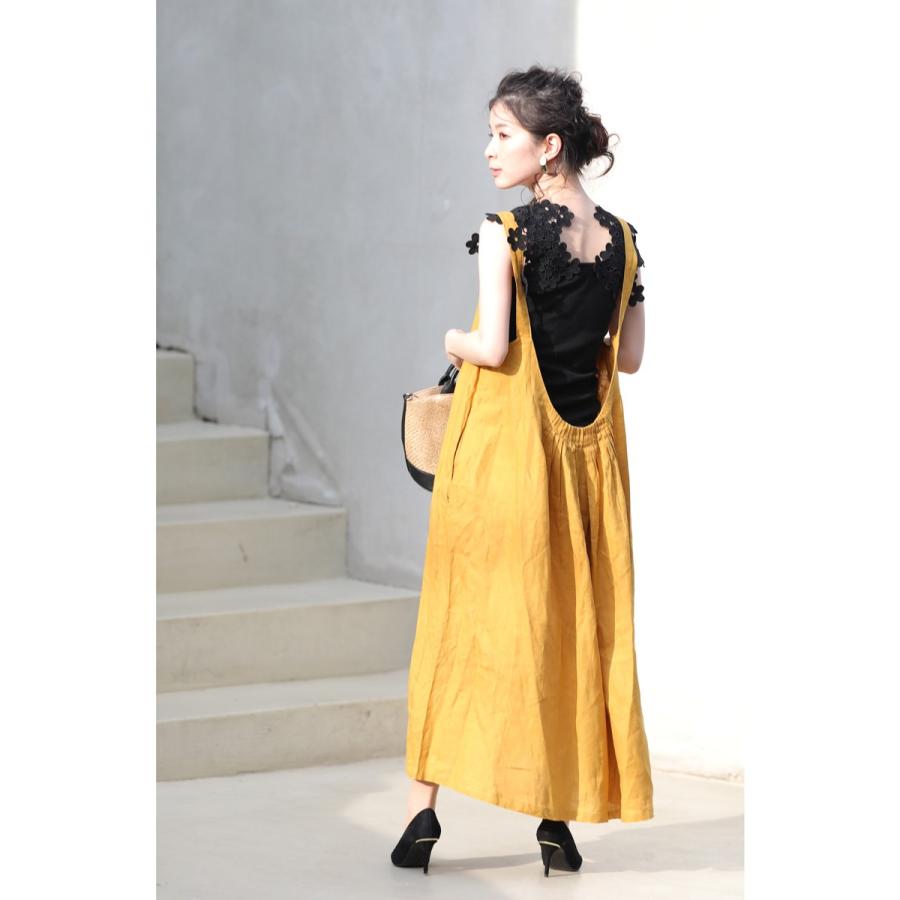 French Pave 前後で楽しめる サラリ涼しいサロペットワンピース イエロー Ml対応 Cawaii W 04 French Pave 通販 Yahoo ショッピング