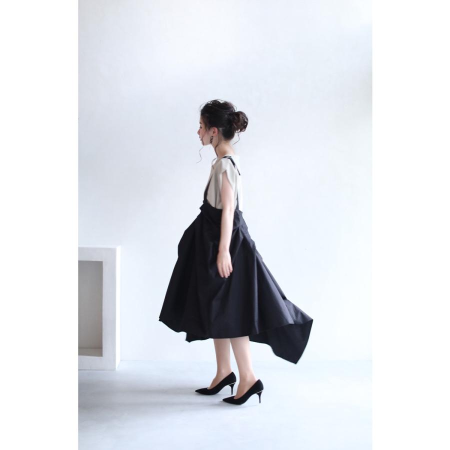 French Pave 黒 アシンメトリーなふんわりシルエットサスペンダーワンピース Ml対応 Cawaii W French Pave 通販 Yahoo ショッピング