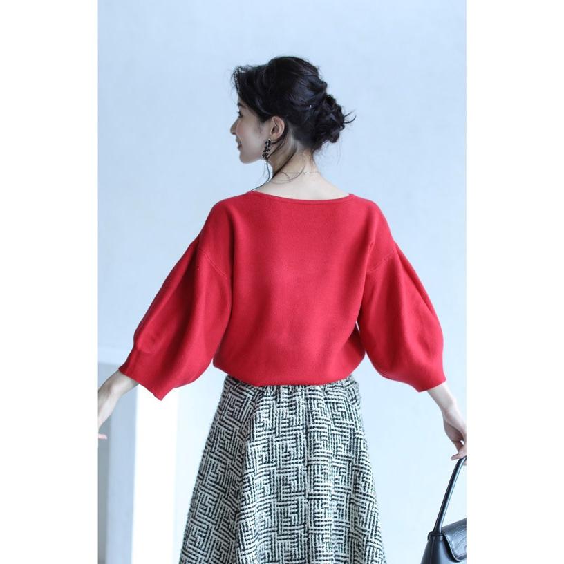 新品タグ付　FRENCH PAVE フレンチパヴェ シアーレースバルーン袖ニット 新品タグ付 FRENCH PAVE フレンチパヴェ シアーレースバルーン袖ニット