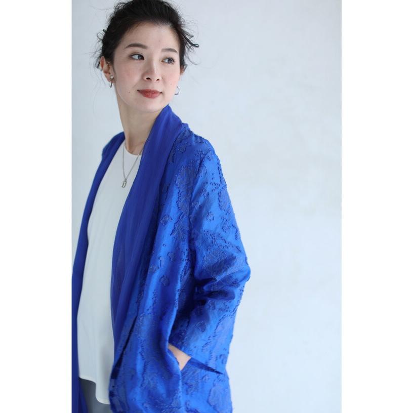 cawaii Mから3L対応 浮き立つ柄のロイヤルブルーロングガウン