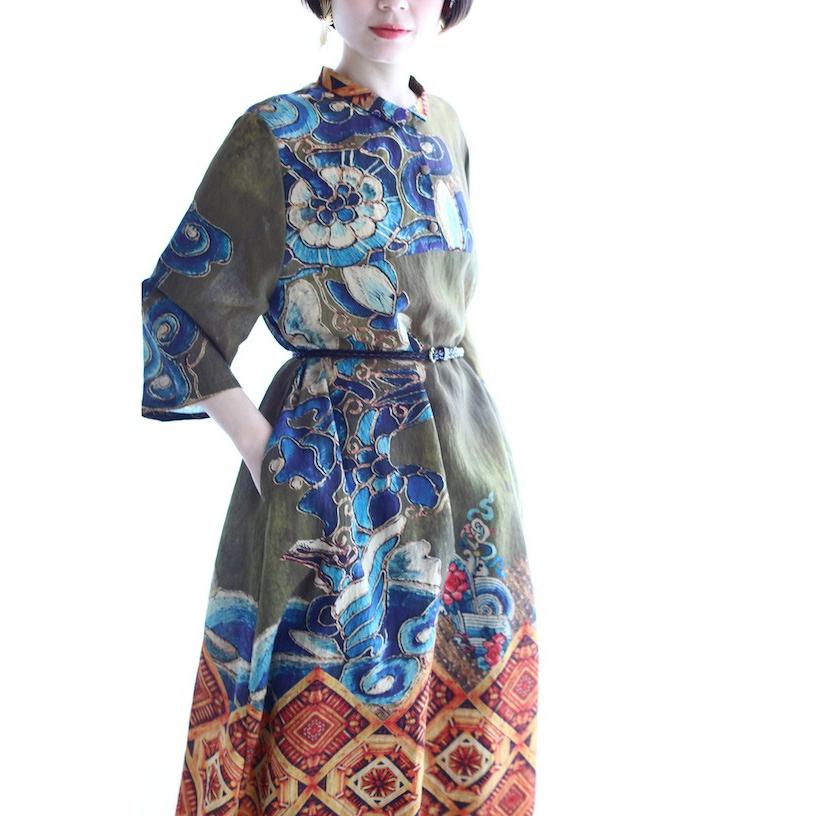 French Pave エキゾチックな柄が目を惹くロングワンピース Ml対応 Cawaii W French Pave 通販 Yahoo ショッピング