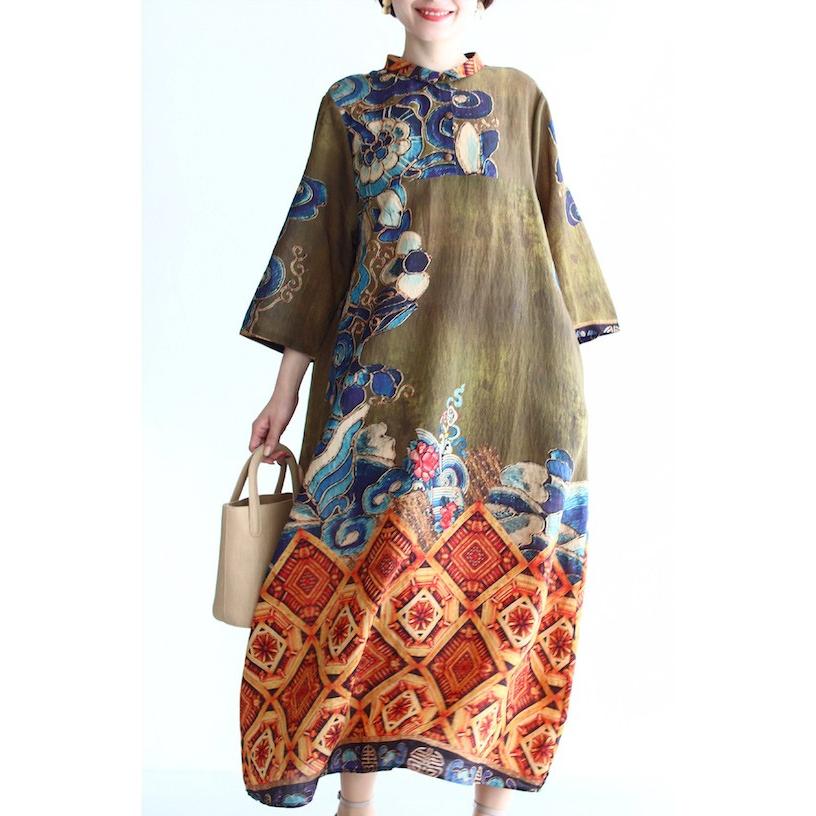 French Pave エキゾチックな柄が目を惹くロングワンピース Ml対応 Cawaii W French Pave 通販 Yahoo ショッピング