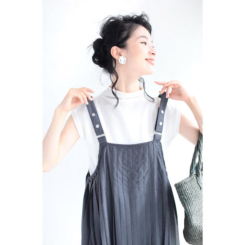 S L対応 French Pave 長さ調節可能 プリーツ流れるサスペンダーロングワンピース W French Pave 通販 Yahoo ショッピング