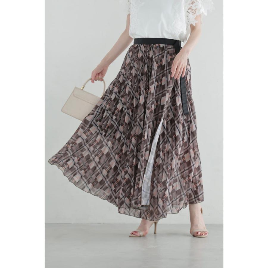 チェックシャツとプリーツラップスカートの2点セット ペチコート付き