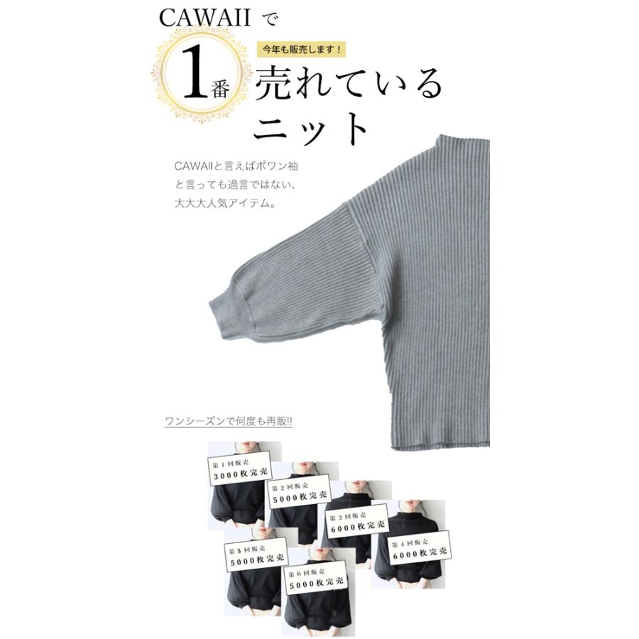 CAWAII グレー 袖ポワンとオフネックのニットトップス : CAWAII - 通販