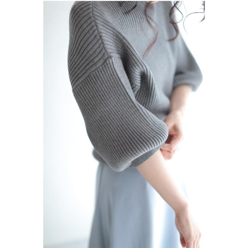 CAWAII グレー 袖ポワンとオフネックのニットトップス : CAWAII - 通販