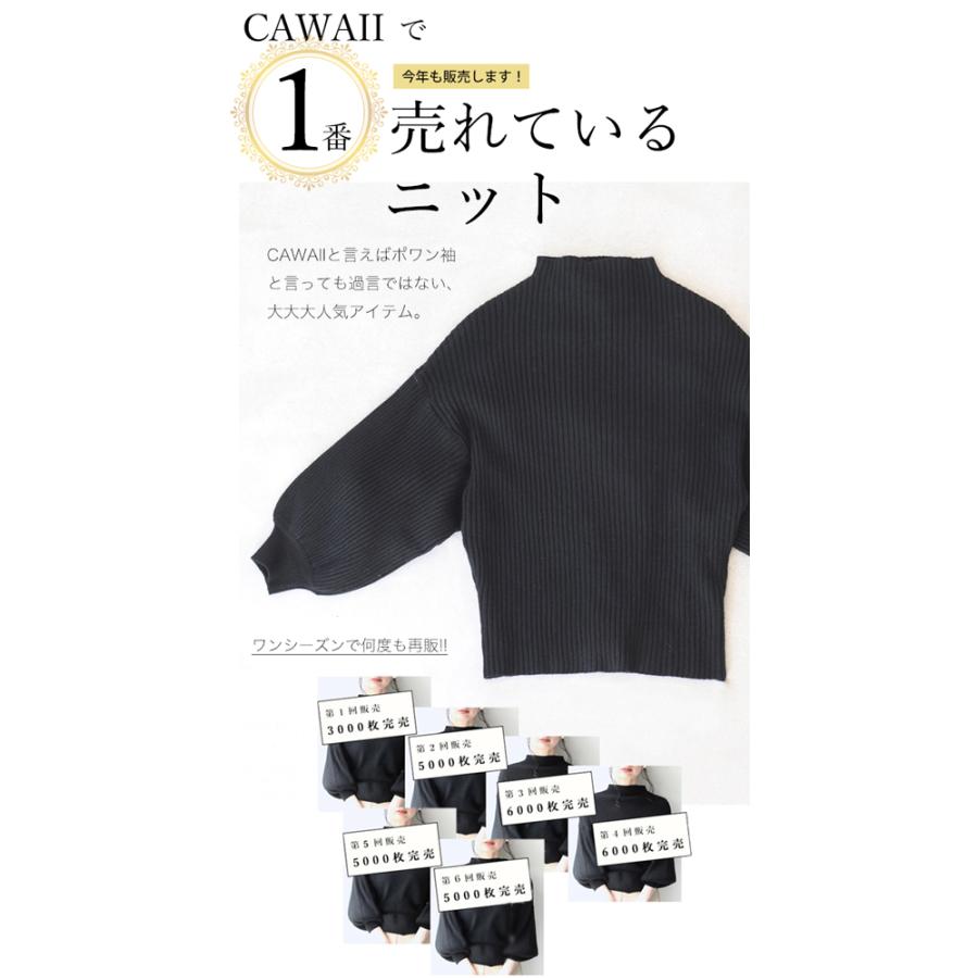 美品　cawaii 袖ポワンとオフネックのリブニットトップス  ブラック　M CAWAII ブラック 袖ポワンとオフネックのニットトップス : CAWAII