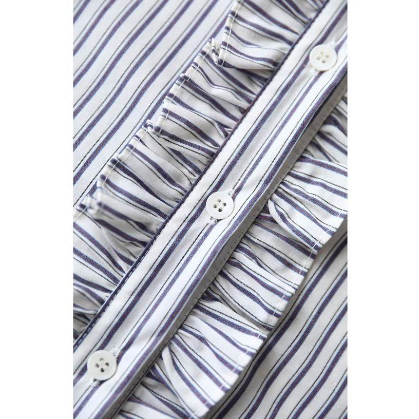 セール商品返品交換不可ホワイト Sから2L対応 シャープなストライプの  