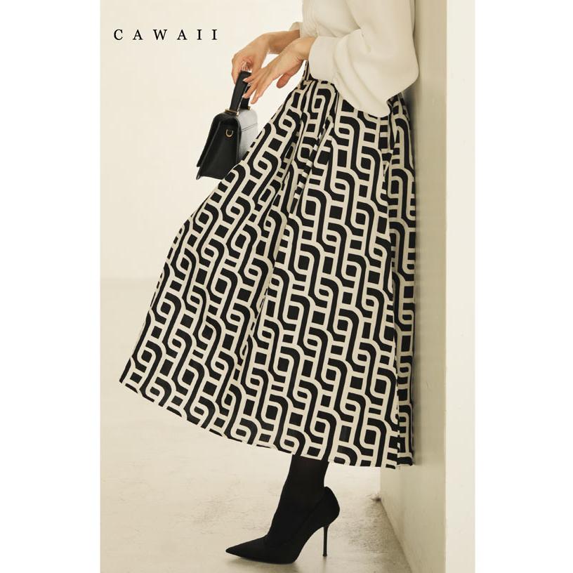 再入荷12月10日 （S~2L対応）らせん描くアーティスティックなタックミディアムスカート wkg00625 cawaii レディース ファッション 他にはない Aライン スカート 秋 冬 秋服 冬服 体型カバー ブラック 総柄 大人可愛い ミセス 30代 40代 50代 母の日 Sから2L対応 らせん描くアーティスティックなタックミディアムスカート