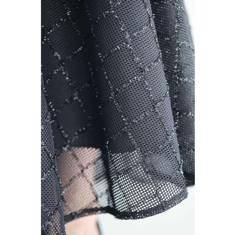 cawaii SからM対応 黒 煌めきダイヤチェックのメッシュ地ロング
