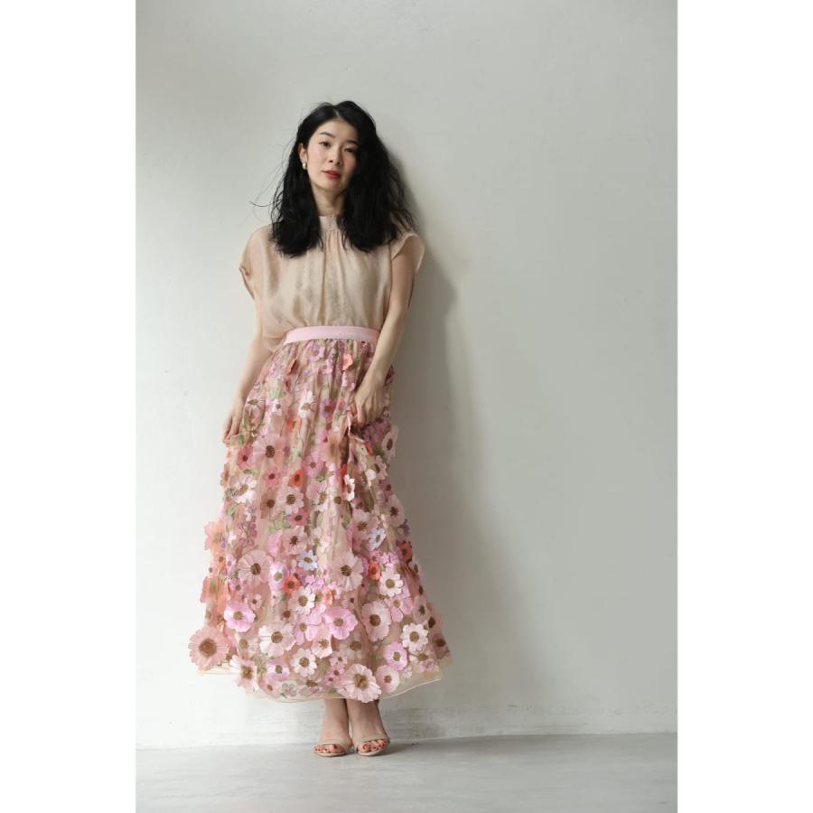 Sから2L対応 春満開お花に包まれるベールロングスカート : CAWAII