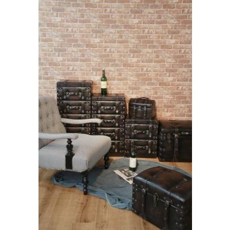 メンソシリーズ５段引き出し収納チェスト　トランク型 アンティーク調レザー張り ブラック IW-877 |  | 01