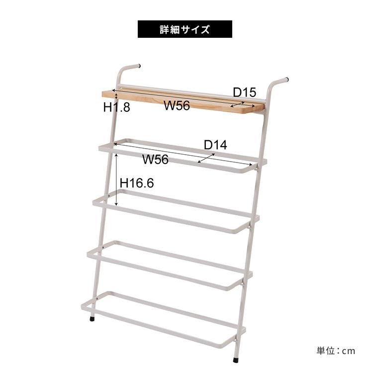 アイアンシューズラック 省スペース スリム 薄型 おしゃれ 幅60cm スチール 木製 小物置き 玄関収納 下駄箱 靴箱 インテリア 15-NITの画像