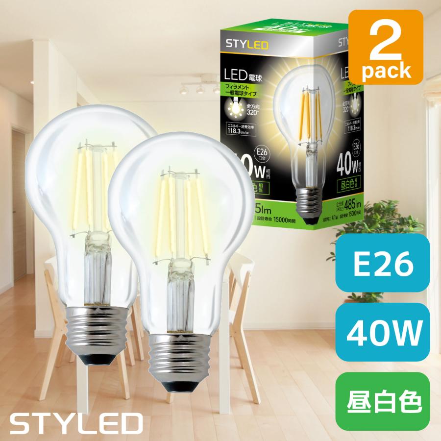 LED電球 E26口金 40W相当 一般電球形 全方向タイプ 昼白色（485