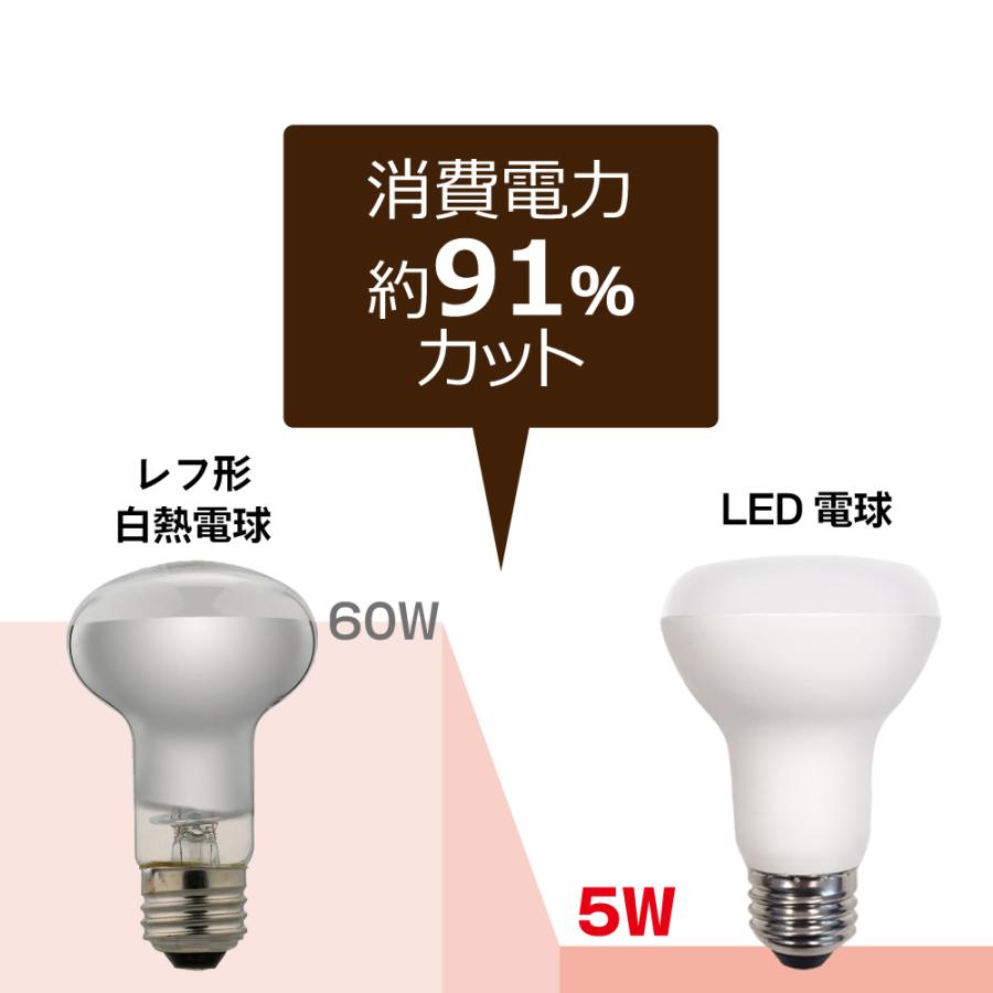 LED電球 E26口金 レフ電球タイプ60W相当 消費電力5W 電球色（500lm） 2