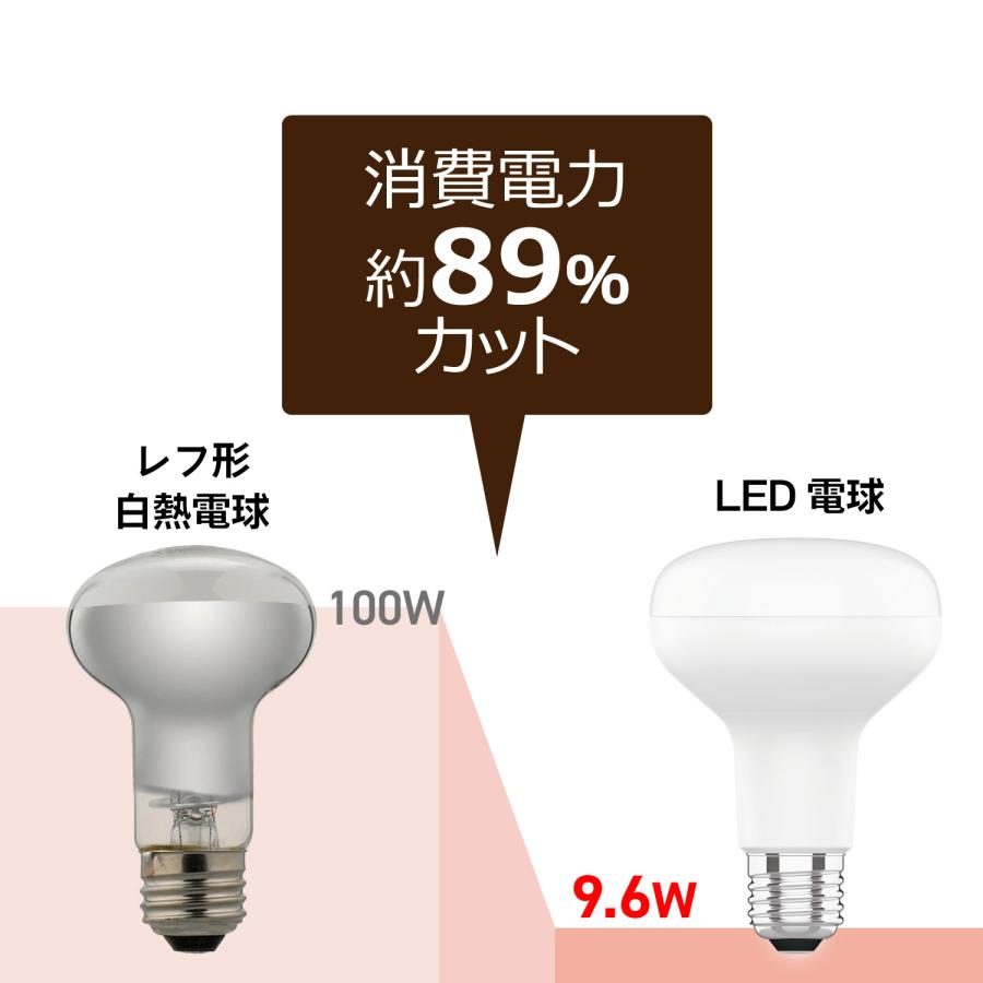 LED電球 E26口金 レフ電球タイプ 100W相当 消費電力9.6W 電球色