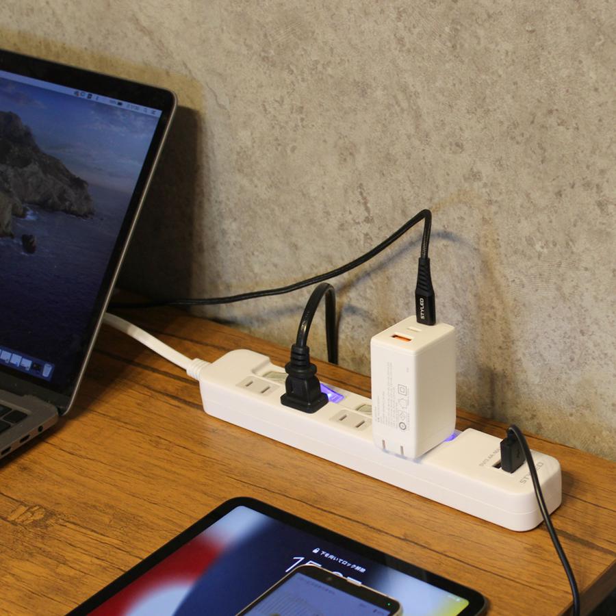 USB付 電源タップ コンセント 4口 USB 2ポート 合計 3.4A 電源コード