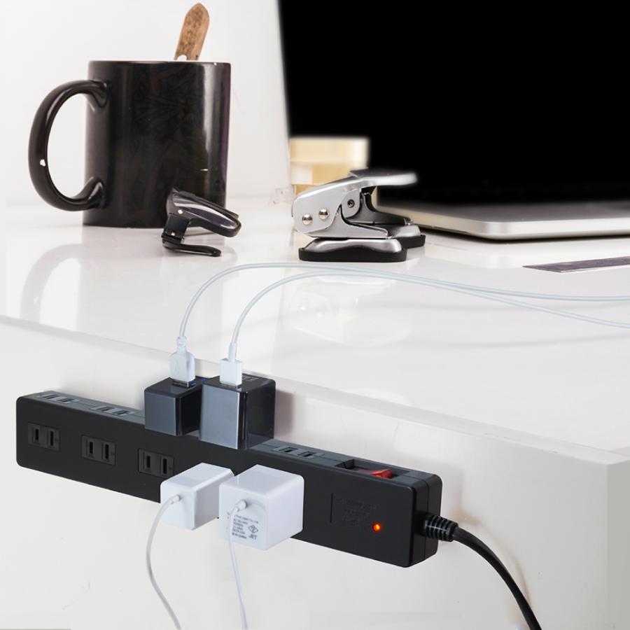 ブラック 延長コード 1m 電源タップ マグネット付 電源タップ