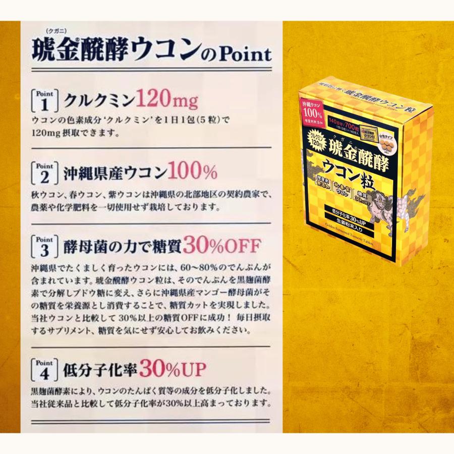 沖縄ウコン堂 クガニ醗酵ウコン粒 700粒 140日分 個包装 防腐剤・増量