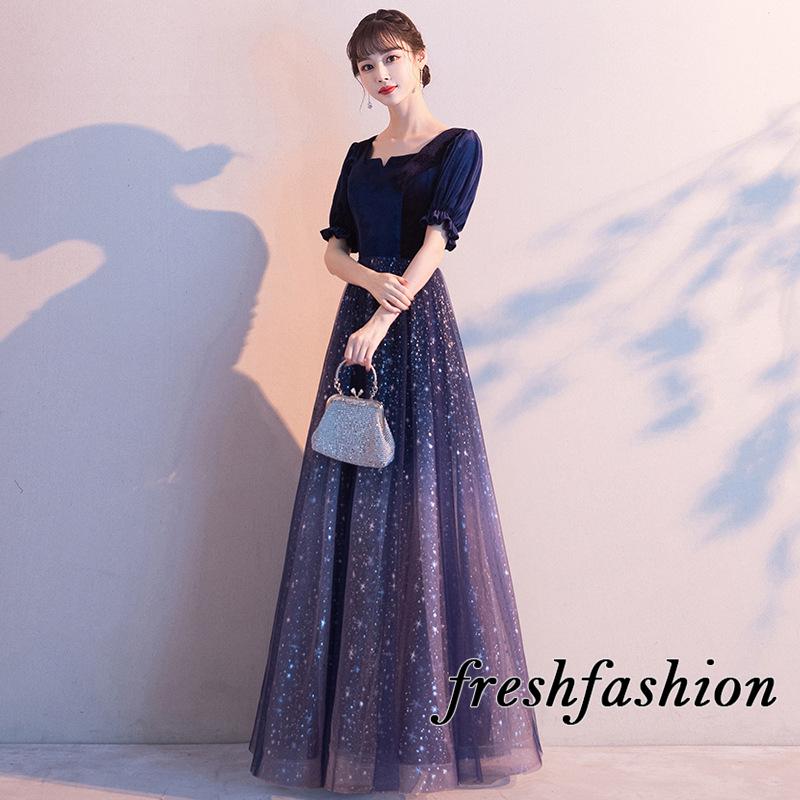 ロングドレス 演奏会 袖付き キラキラ 半袖成人式同窓会卒業式大人 ピアノ 発表会ドレス Aライン結婚式ステージ二次会花嫁母親 パーティードレス ウエディング Ff1507 Fresh Fashion 通販 Yahoo ショッピング