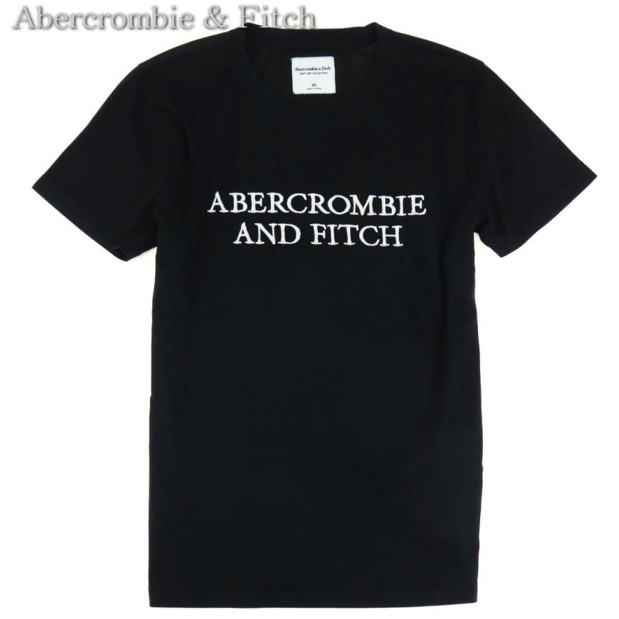 アバクロ Abercrombie 最大65％オフ！ 感謝の声続々 amp; Fitch 刺繍ロゴ 356 ソフト 黒 Tシャツ