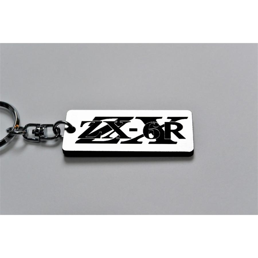 【⑨】　キーホルダー A-111-2 ZX-6R 2層アクリル製 銀黒 2重リング キーホルダー カスタム