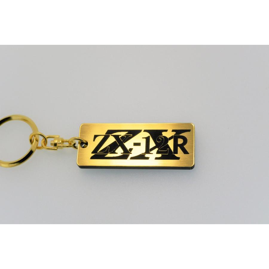 A-115-1 ZX-12R 2層アクリル製 金黒 2重リング キーホルダー A型