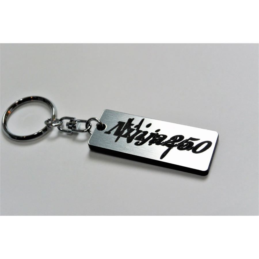 A-135-2 Ninjya250 2層アクリル製 銀黒 2重リング キーホルダー