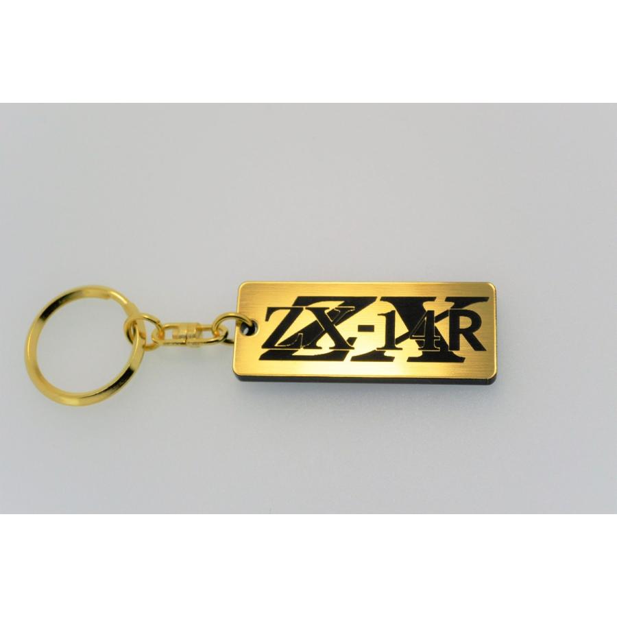 A-18-1 ZX-14R 2層アクリル製 金黒 2重リング キーホルダー カスタム