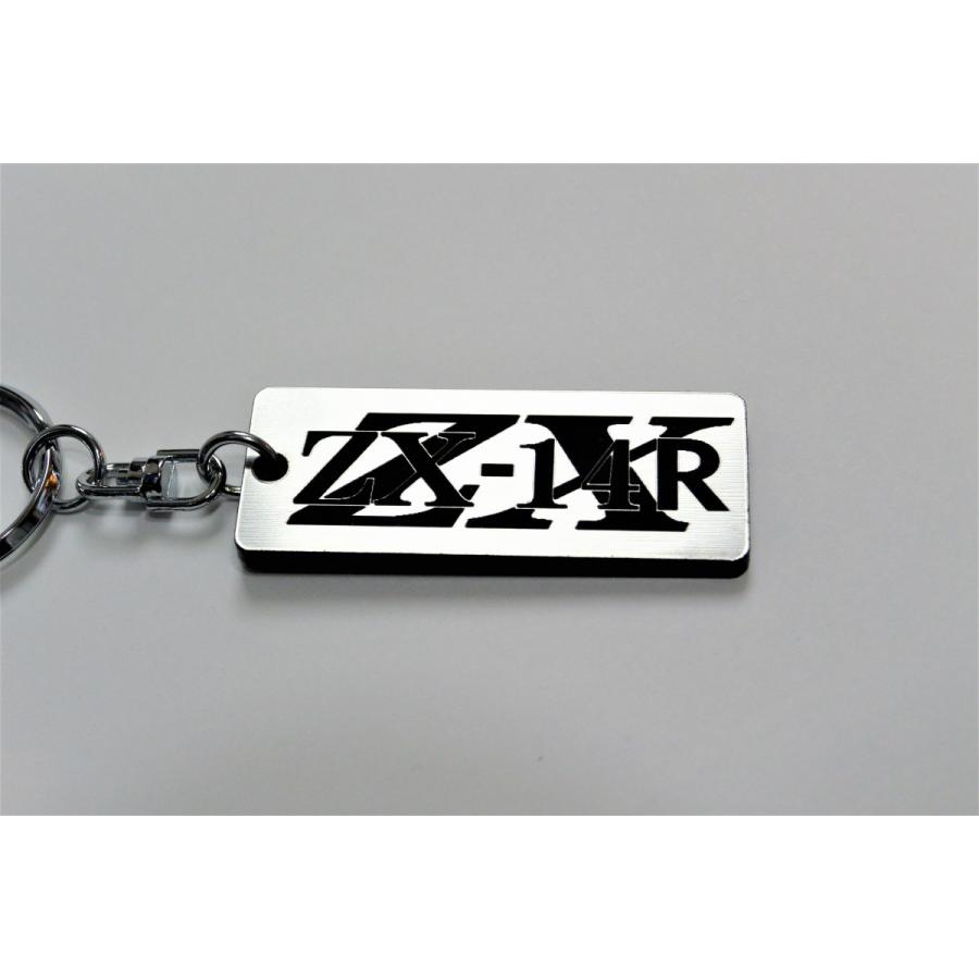 A-18-2 ZX-14R 2層アクリル製 銀黒 2重リング キーホルダー カスタム