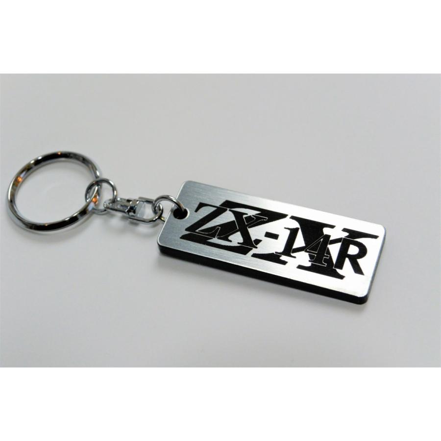 A-18-2 ZX-14R 2層アクリル製 銀黒 2重リング キーホルダー カスタム