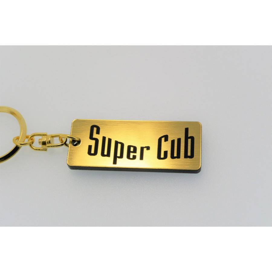 A-323-1 Super Cub 2層アクリル製 金黒 2重リング キーホルダー