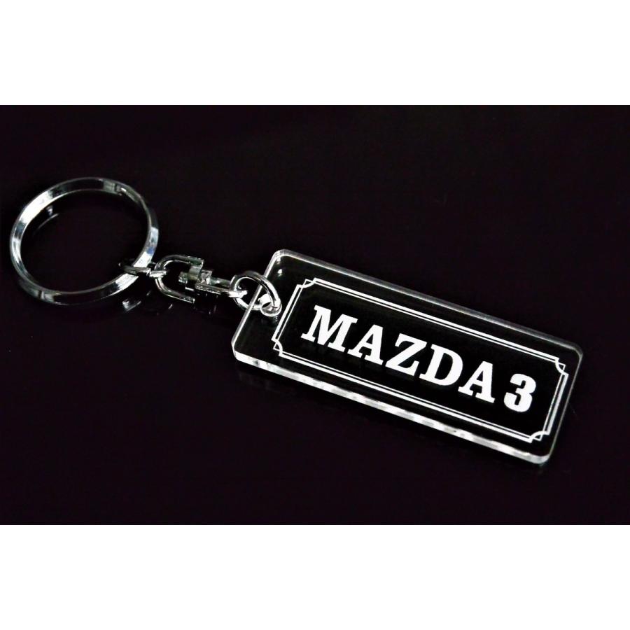 A-627 MAZDA3 クリア アクリル製 2重リング キーホルダー キーレス