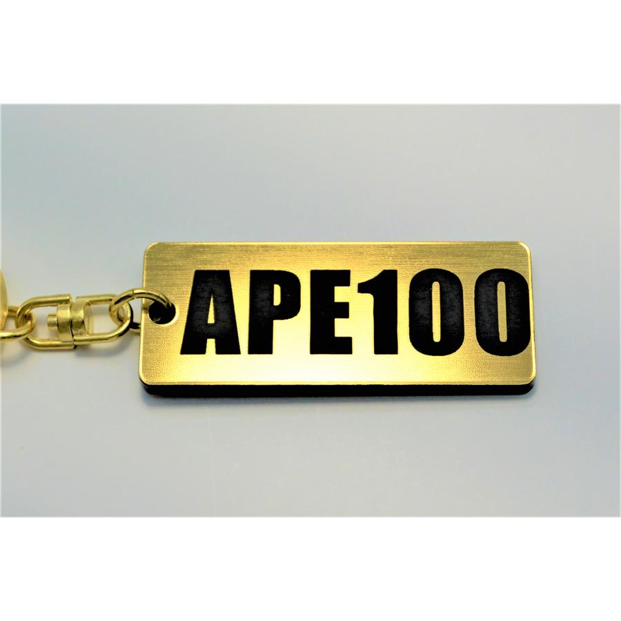 A-639-1 APE100 2層アクリル製 金黒 2重リング キーホルダー エイプ100