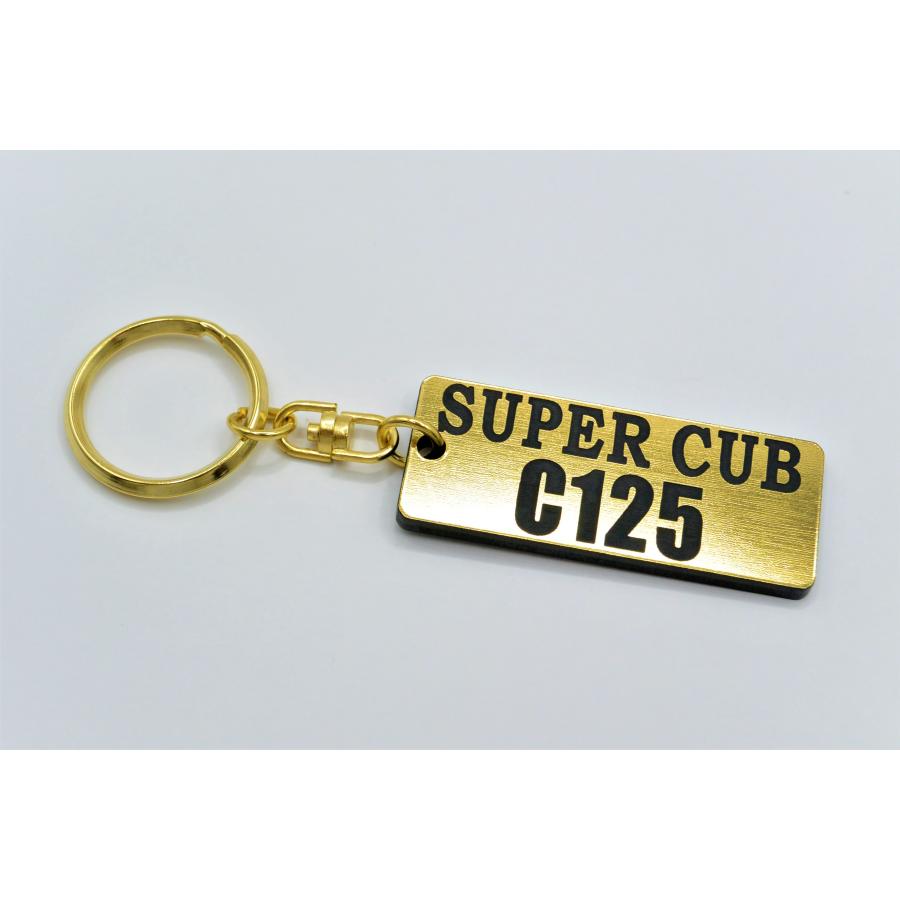 A-643-1 SUPER CUB C125 2層アクリル製 金黒 2重リング キーホルダー