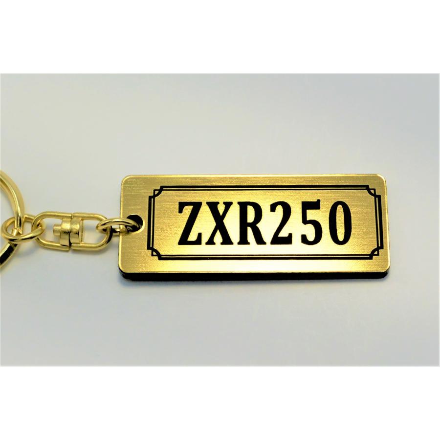 A-788-1 ZXR250 2層アクリル製 金黒 2重リング キーホルダー マフラー