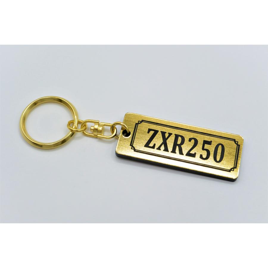 A-788-1 ZXR250 2層アクリル製 金黒 2重リング キーホルダー マフラー