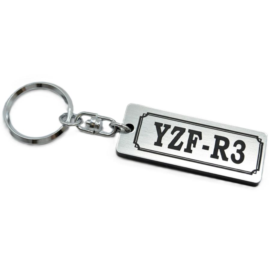 A-981-2 YZF-R3 アクリル製 銀黒 2重リング キーホルダー カスタム