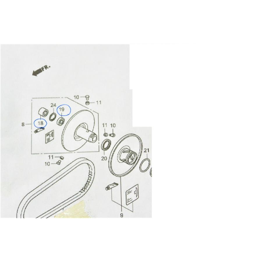 両面シール仕様 HONDA DJ1 DJ1L DJ1R DJ1RR (AF12 AF19 DF01) 用 ドリブンフェイス ベアリング セット クラッチ プーリー |  | 02
