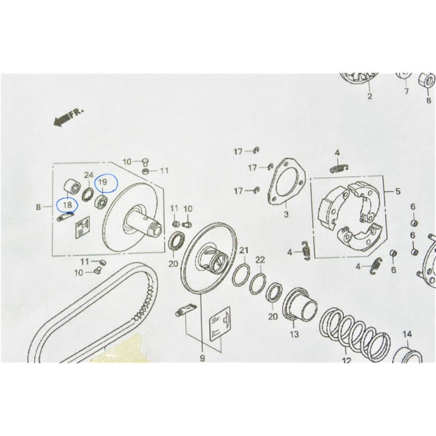 両面シール仕様 HONDA ジャイロキャノピー (TA03) 用 ドリブンフェイス ベアリング セット クラッチ プーリー 日本製 |  | 02