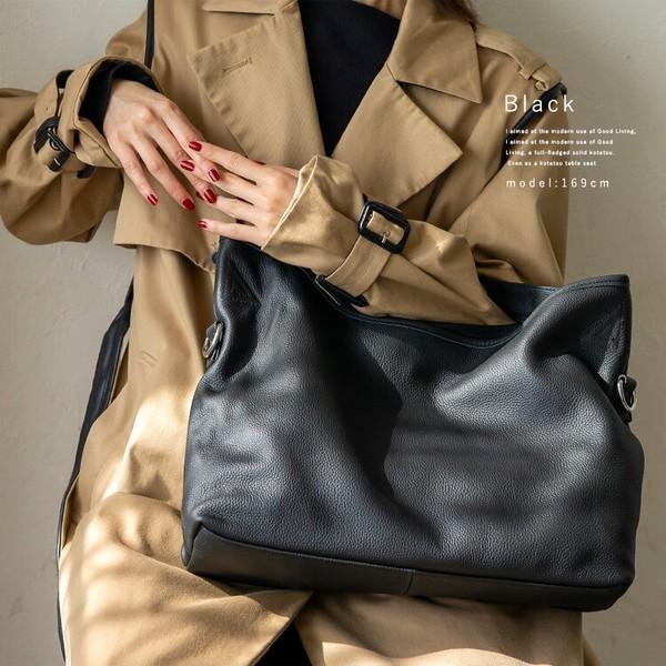 本革 レザー 2WAY くったり トートバッグ / ショルダーバッグ A4サイズ