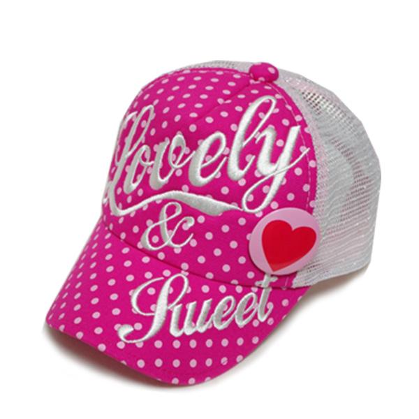 【訳あり】 帽子 キッズ 女の子 メッシュキャップ Dot Lovely & Sweet 54cm 水玉柄 キャップ 缶バッジ付き 子供用 小学生 幼稚園 保育園 日よけ かわいい | ブランド登録なし | 02