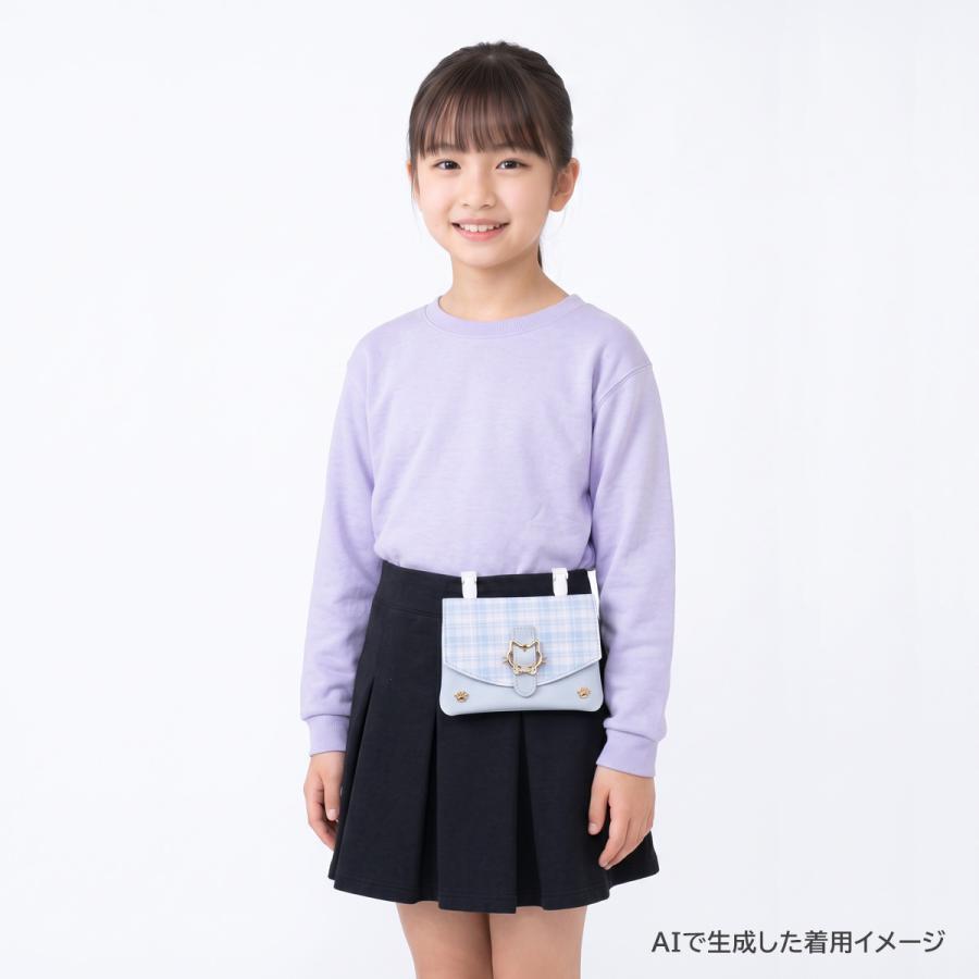 移動ポケット ショルダー ポシェット 女の子 合皮 ネコ マルチポケット