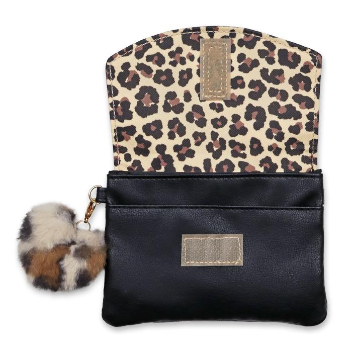 移動ポケット ショルダー 女の子 合皮 スタッズ ヒョウ柄