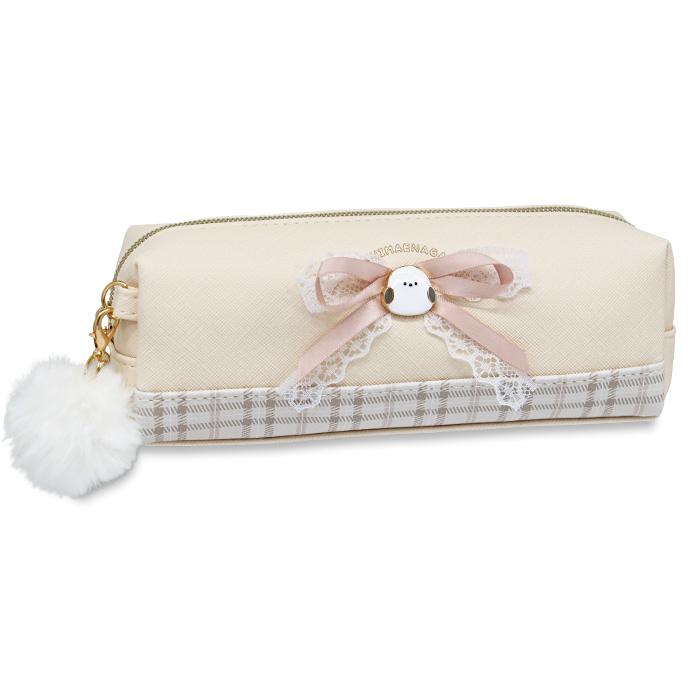 ペンケース 筆箱 女の子 小学生 シマエナガ リボン ポンポン付き