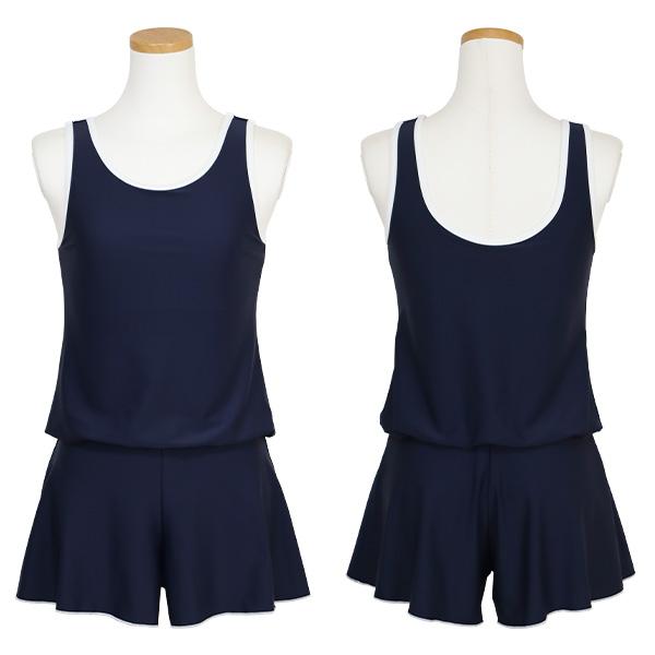 新品未使用　ナゴンスタンス　ワンピース　水着　ネイビー　キュロット　36 スクール水着 女の子 ワンピース 体型カバー キュロット (300105NAVY