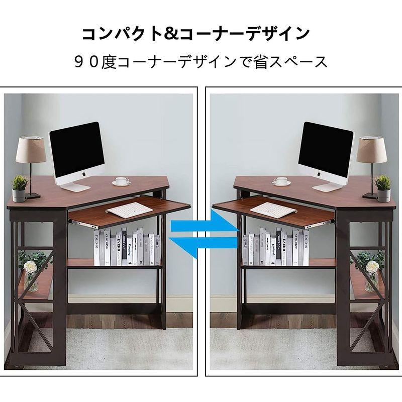 オフィスデスク VECELO デスク 机 コーナーデスク 三角 つくえ コンパク デスク コーナーデスク 三角 つくえ コンパクト 収納棚付き
