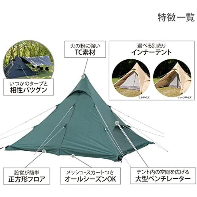 DOD(ディーオーディー) ワンポールテントRX(M) TC1?4人用 スカート付き TCフライ T3-949-KH｜friendlyfactory｜14