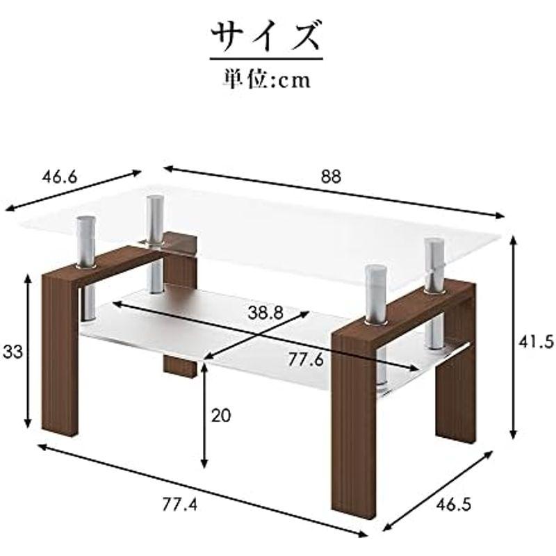 (OSJ)ガラステーブル コーヒーテーブル 幅88cm 強化ガラス天板(クリア天板+ホワイト脚)｜friendlyfactory｜15