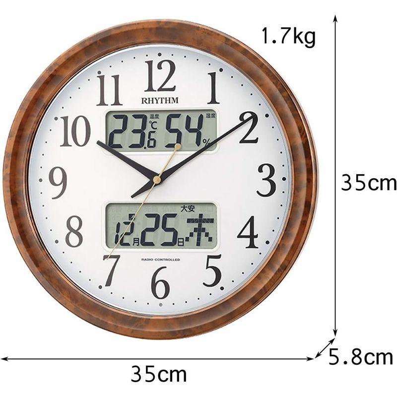 壁掛け時計 ピュアカレンダーM617SR 暗所 ライト 自動 点灯 カレンダー 時計 リズム(RHYTHM) 掛け時計 電波時計 アナログ 温度 ・ 湿度 表｜friendlymoon｜08